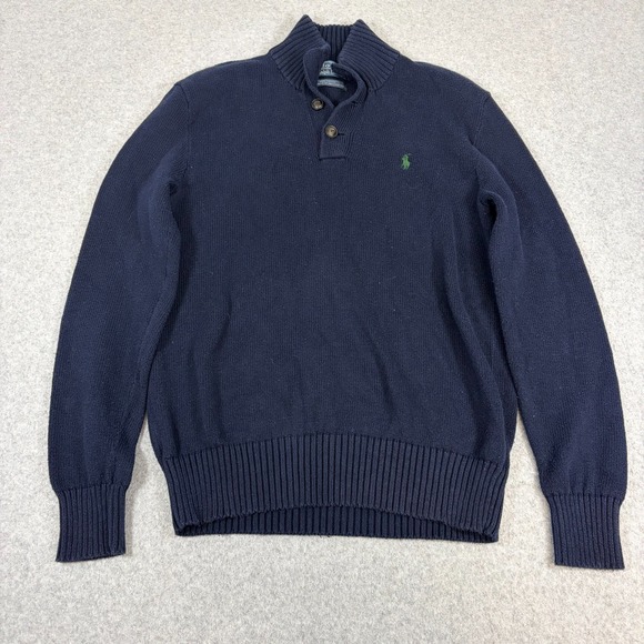 Polo Ralph Lauren Other - Vintage Polo Ralph Lauren Sweater Mens Small Blue Mock Neck Button